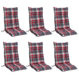 Coussins de chaise vidaxl 6 st dossier haut de dos de diamant motif oxford tissu rouge