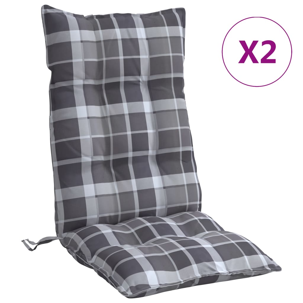 Coussins de chaise vidaxl 2 st dossier haut de dos de diamant oxford tissu gris