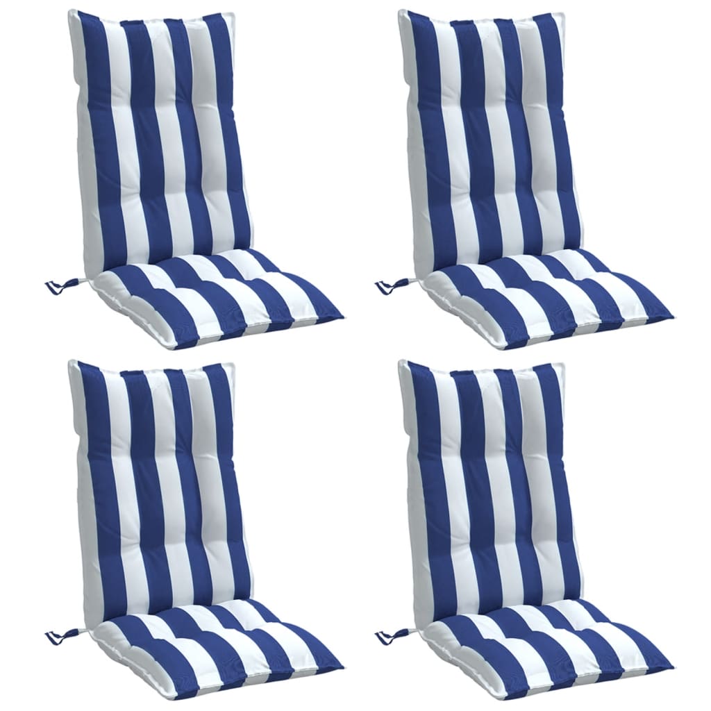 VidaXL chair cushions 4 st high back striped Oxford fabric white and blue