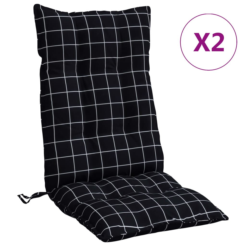 Vidaxl Chair cushions 2 st high back window pattern Oxford fabric black