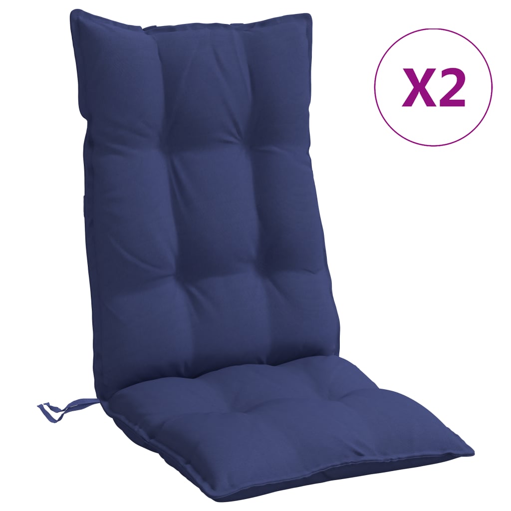 Coussins de chaise vidaxl 2 st haut dos oxford tissu marin bleu