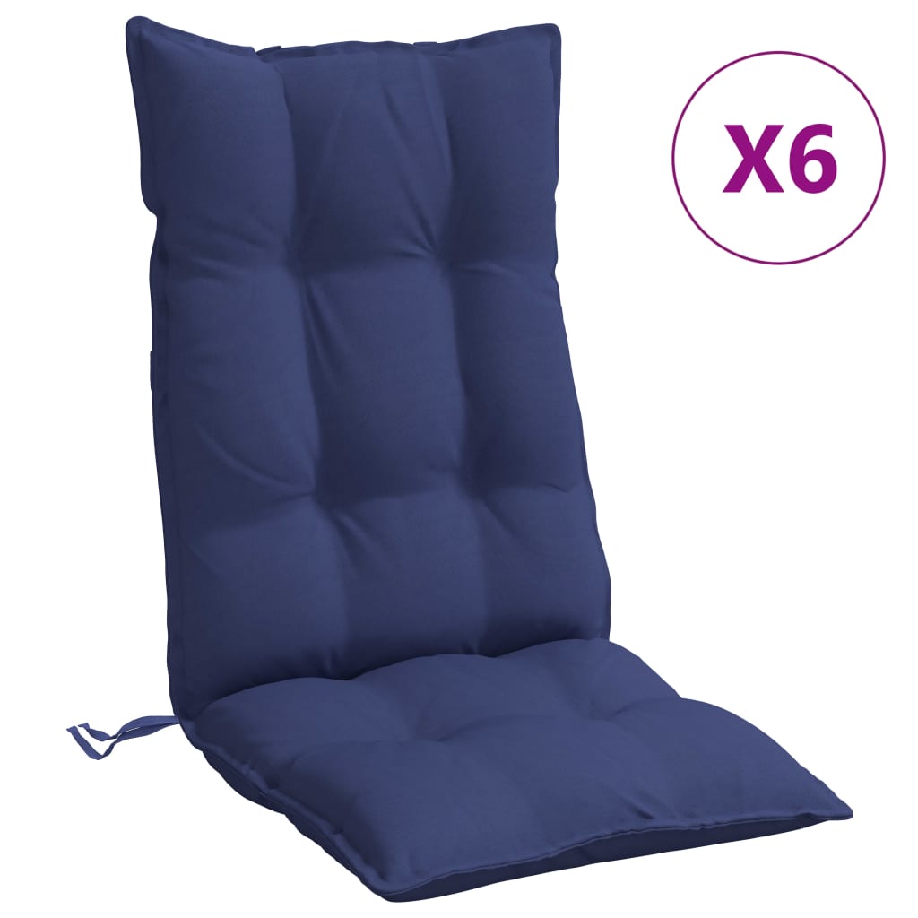 VidaXL Stuhlkissen 6 Stück Oxford-Stoff mit hoher Rückenlehne Marineblau