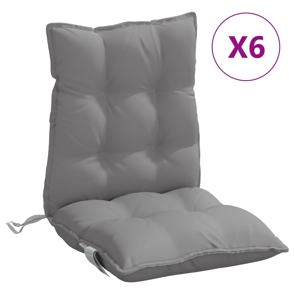 Coussins de chaise vidaxl 6 pcs bas du dos oxford tissu gris