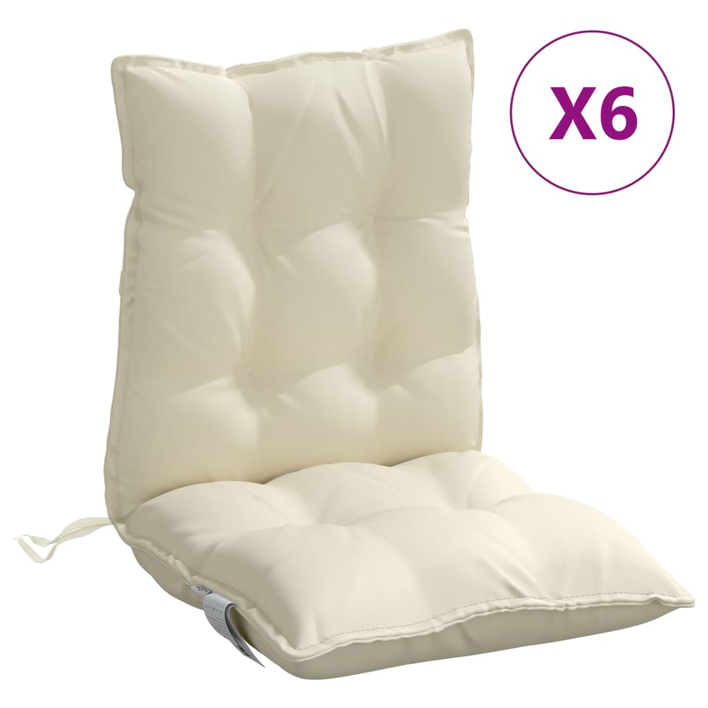 Cojines de silla Vidaxl 6 PCS Back Back Oxford Fabric Crème