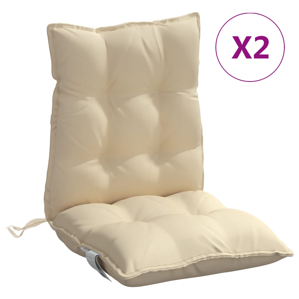 VidaXL Stuhlkissen 2 Stück Oxford-Stoff mit niedriger Rückenlehne in Beige