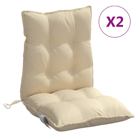 VidaXL Stuhlkissen 2 Stück Oxford-Stoff mit niedriger Rückenlehne in Beige