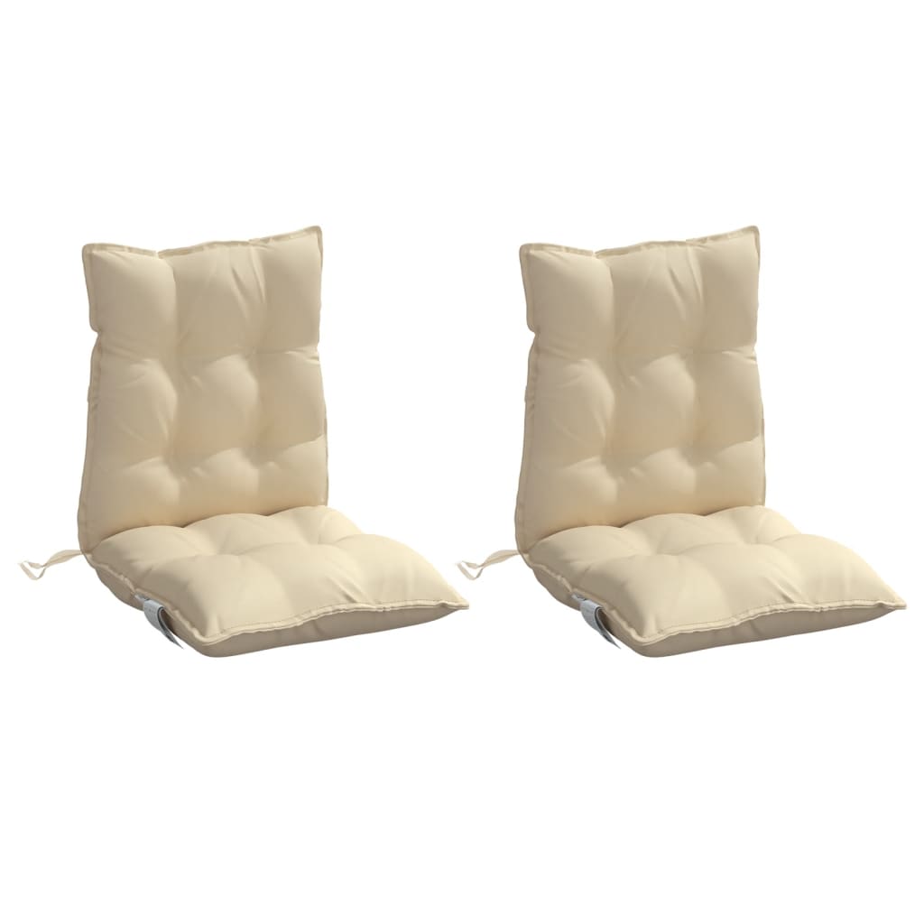 Cojines de silla de Vidaxl 2 pcs beige de tela de oxford baja en la espalda