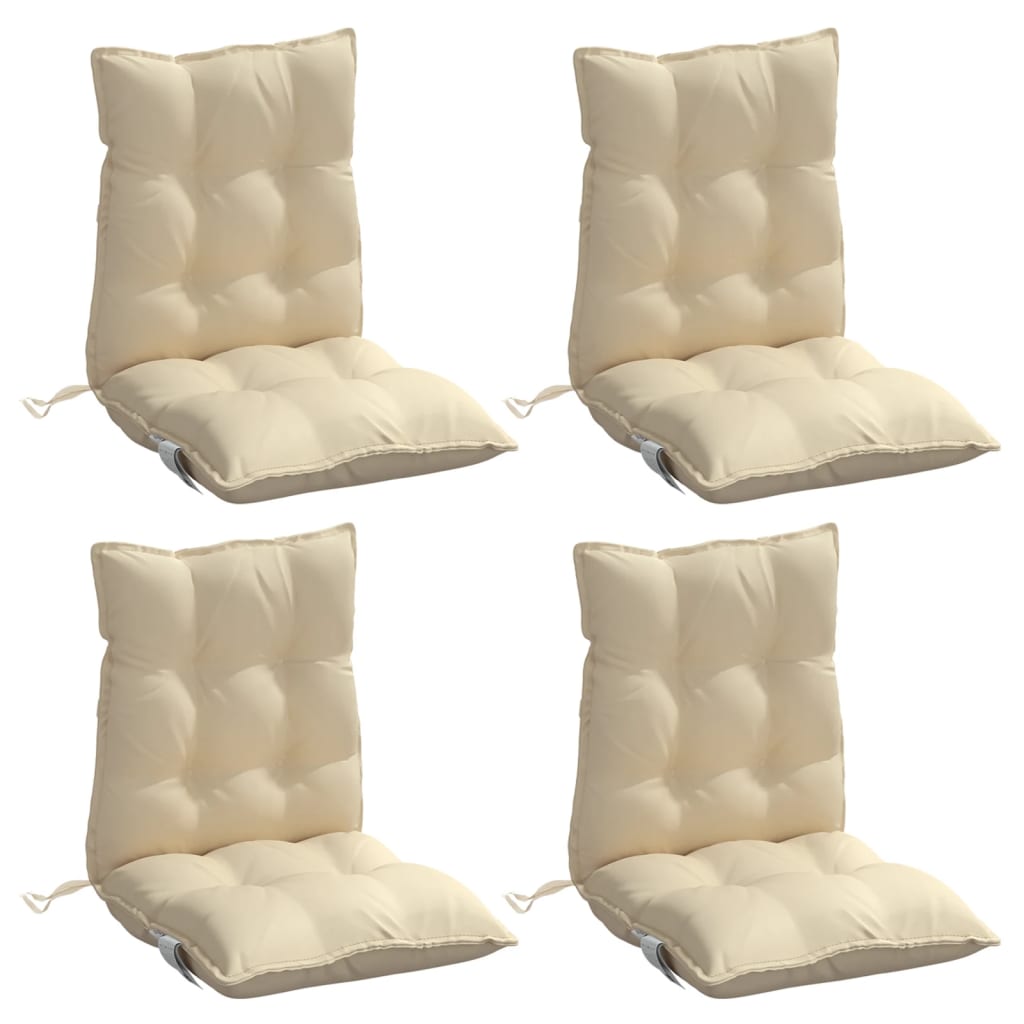 VidaXL Stuhlkissen 4 Stück Oxford-Stoff mit niedriger Rückenlehne, beige