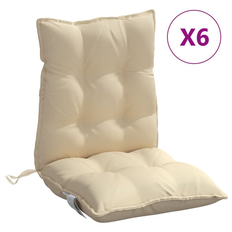 VidaXL Stuhlkissen 6 Stück Oxford-Stoff mit niedriger Rückenlehne, beige