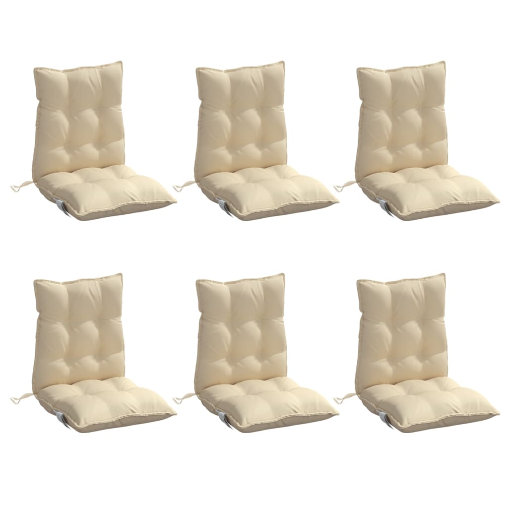 VidaXL Stuhlkissen 6 Stück Oxford-Stoff mit niedriger Rückenlehne, beige
