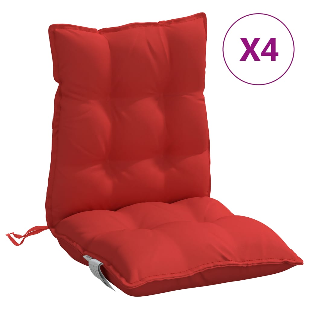 Cuscini da sedia Vidaxl 4 pezzi Bassero basso tessuto Oxford rosso