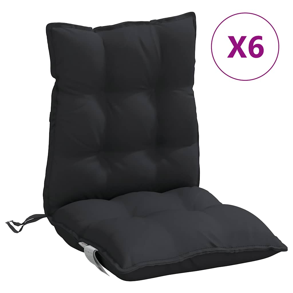 VidaXL Stuhlkissen 6 Stück Oxford-Stoff mit niedriger Rückenlehne, schwarz