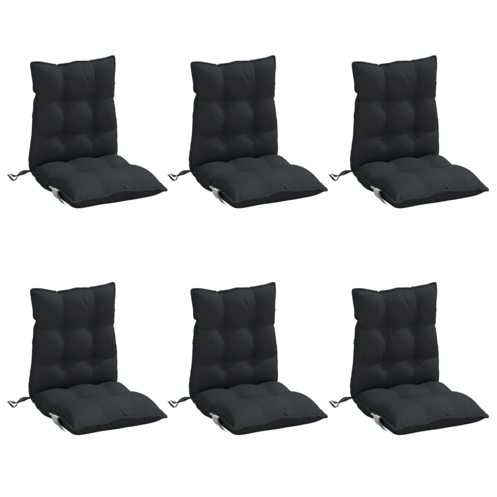 Vidaxl Chair cushions 6 pcs low back Oxford fabric black