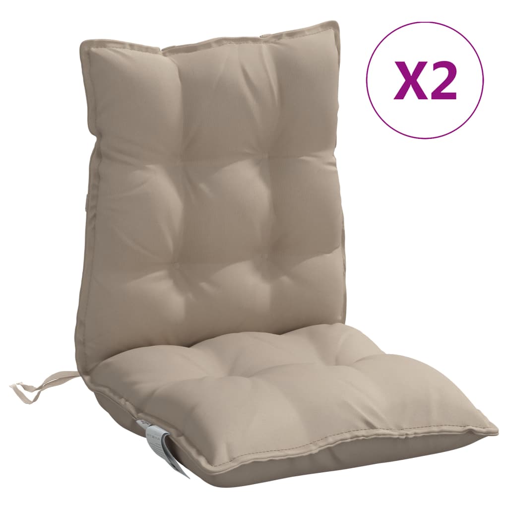 VidaXL Stuhlkissen 2 Stück Oxford-Stoff mit niedriger Rückenlehne, Taupe