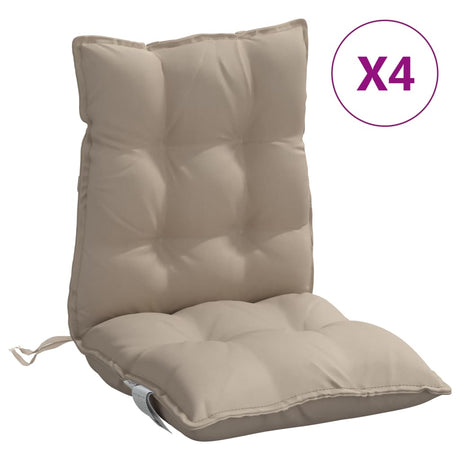 VidaXL Stuhlkissen 4 Stück Oxford-Stoff mit niedriger Rückenlehne, Taupe
