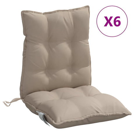 VidaXL Stuhlkissen 6 Stück Oxford-Stoff mit niedriger Rückenlehne, taupe