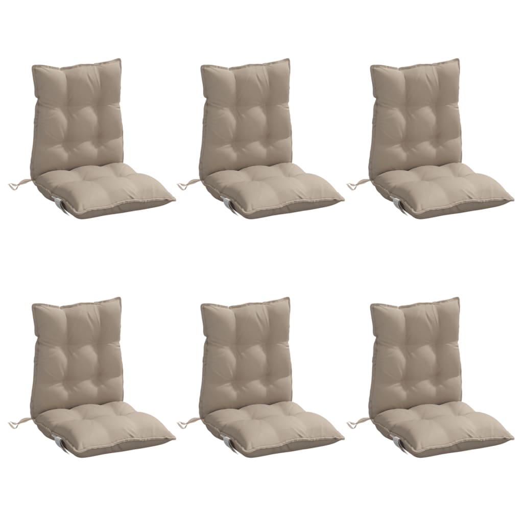 Cojines de silla de Vidaxl 6 pcs Taupe de tela oxford de espalda baja