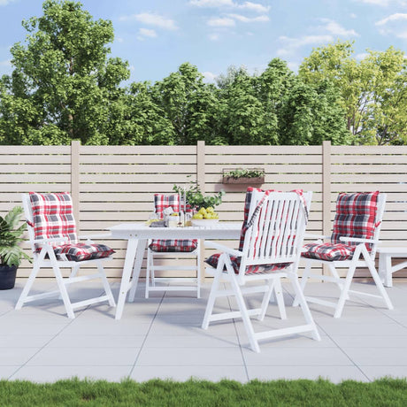 VidaXL Stuhlkissen 4 Stück, niedrige Rückenlehne, Rautenmuster, Oxford-Stoff, Rot
