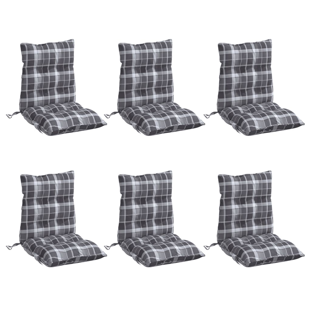 Cojines de silla Vidaxl 6 pcs patrón de ventana baja de la espalda oxford tela gris