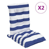 Vidaxl stoelkussens 2 st lage rug gestreept stof wit en blauw