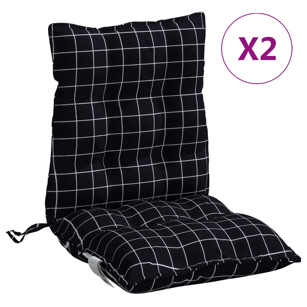 Vidaxl Chair cushions 2 pcs low back window pattern Oxford fabric black