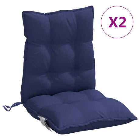 VidaXL Stuhlkissen, 2 Stück, niedrige Rückenlehne, Oxford-Stoff, Marineblau