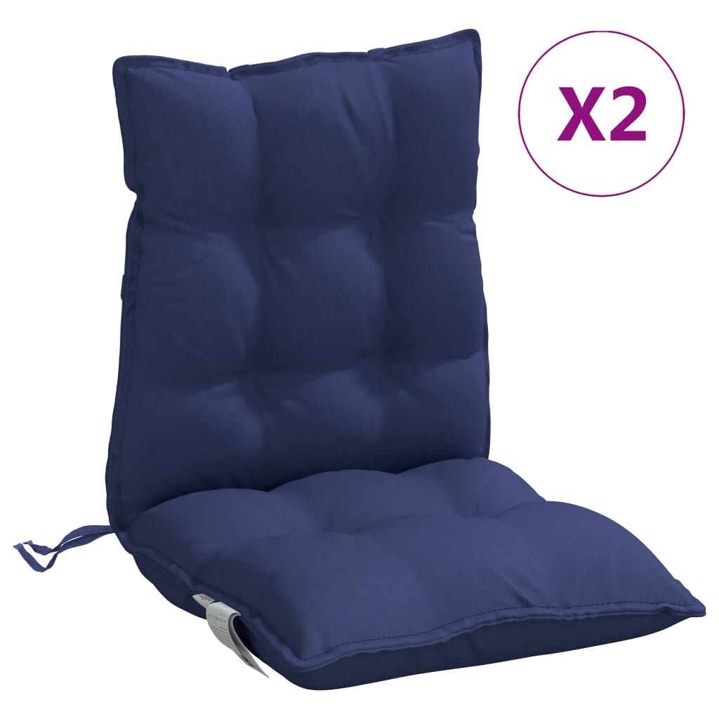 VidaXL Stuhlkissen, 2 Stück, niedrige Rückenlehne, Oxford-Stoff, Marineblau