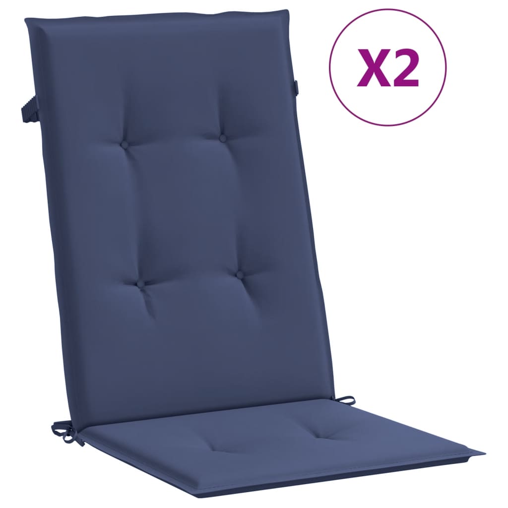 Cuscini da sedia Vidaxl 2 St tessuto posteriore alto blu navy