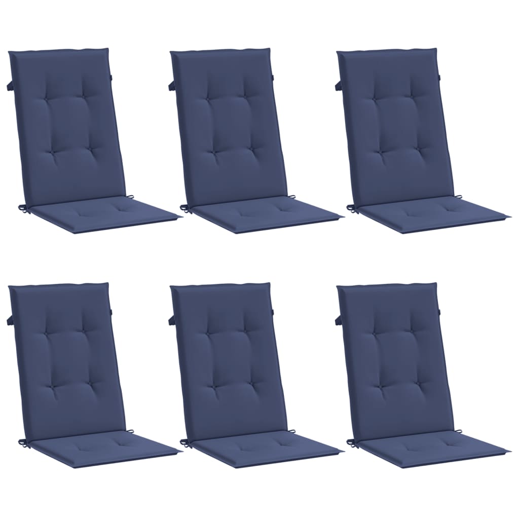 Vidaxl chair cushions 6 st high back dust marine blue