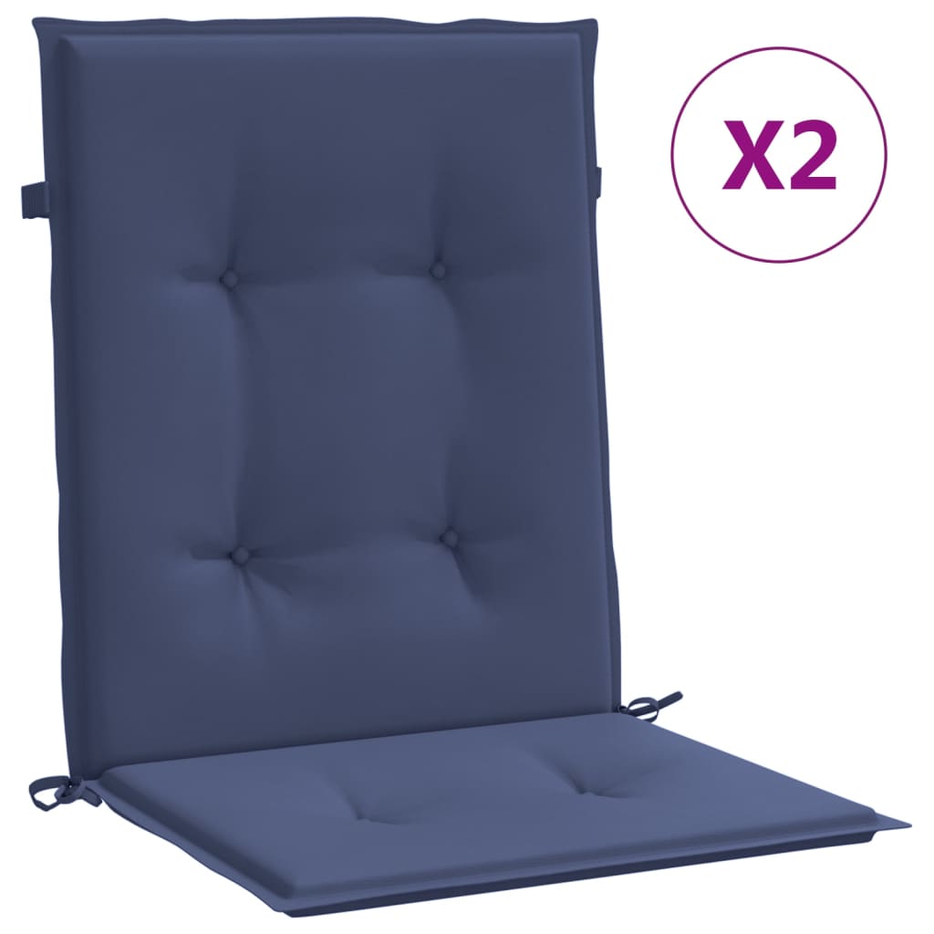 Vidaxl chair cushions 2 pcs low back fabric navy blue