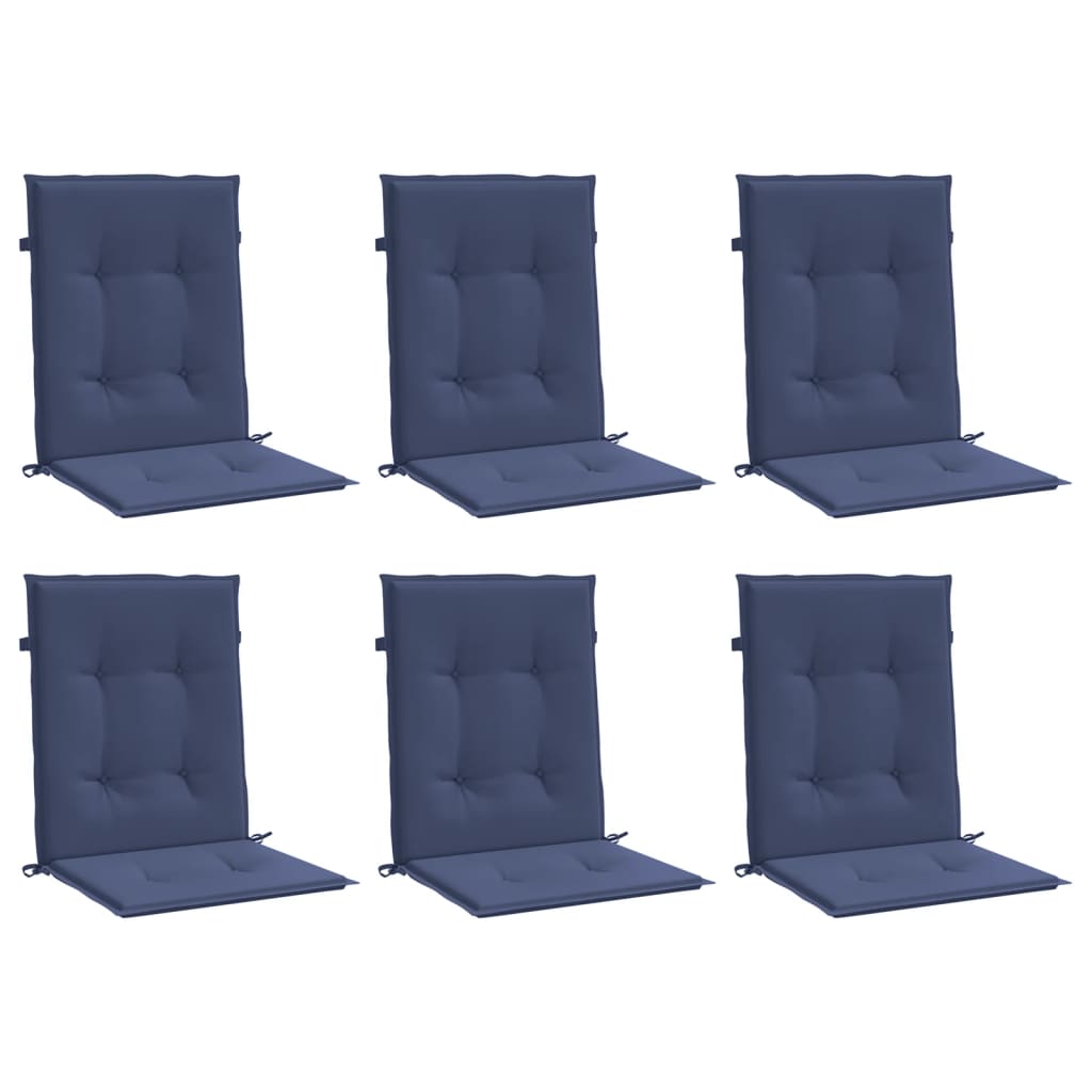 Coussins de chaise vidaxl 6 pcs bas du dossier bas du tissu marine bleu marine