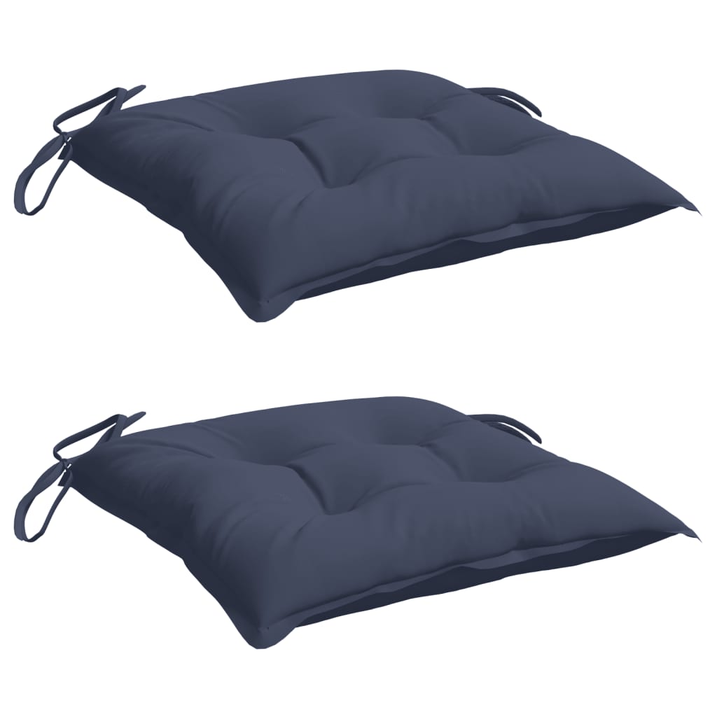 Coussins de chaise vidaxl 2 pcs 40x40x7 cm oxford tissu marin bleu