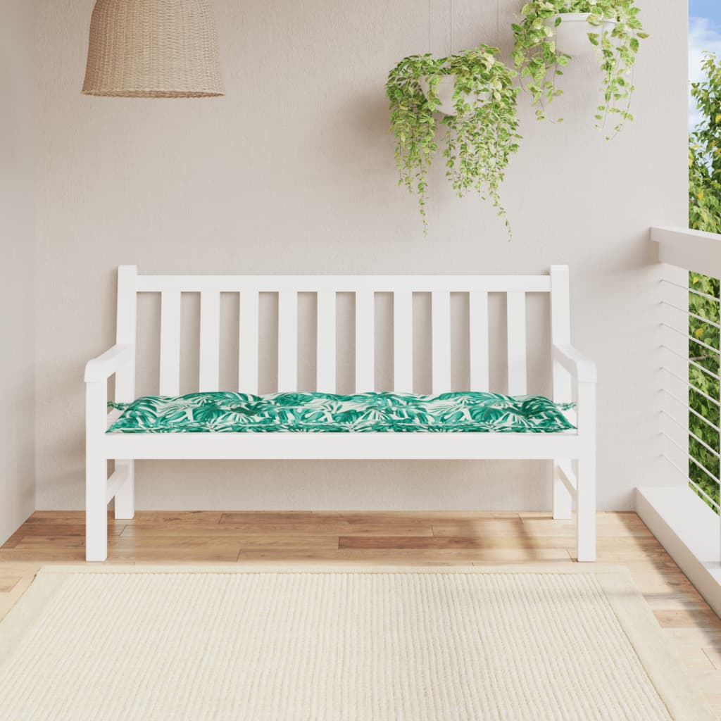 Vidaxl Garden Bench Poduszka 150x50x7 CM Oxford Tkanina Wzór liści