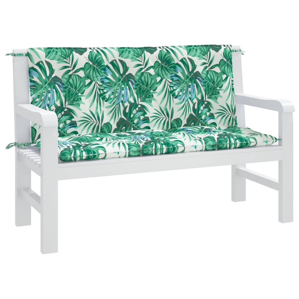 Vidaxx Gartenbankauflagen 2 Stück Blattmuster 120x50x7 cm Oxford-Stoff