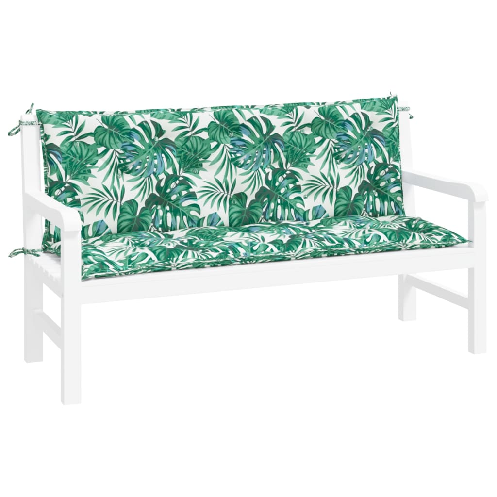 Vidaxl Garden Bench Cushions 2 St 150x50x7 cm Modello di foglie in tessuto Oxford