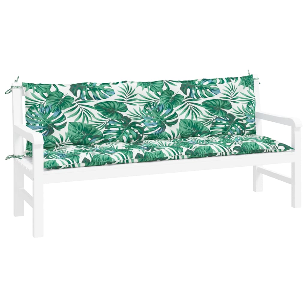 Vidaxx Gartenbankkissen 2 Stück 180x50x7 cm Oxford-Stoff Blattmuster