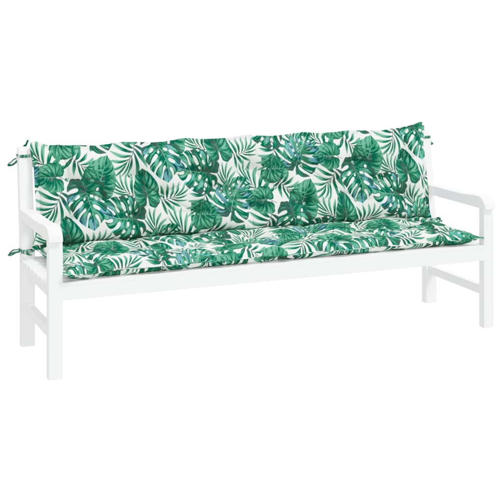 Vidaxx Gartenbankauflagen 2 Stück Blattmuster 200x50x7 cm Oxford-Stoff