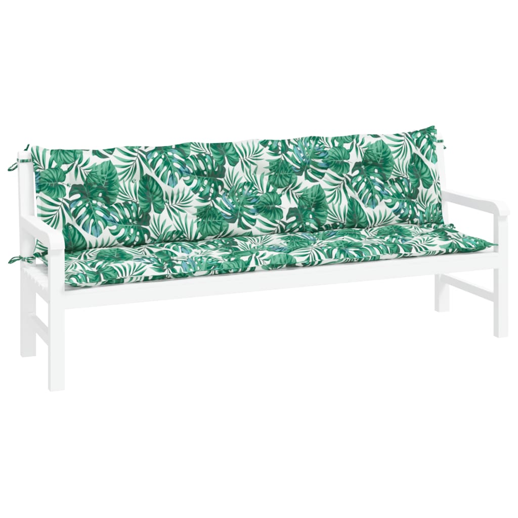 Vidaxl Garden Bench polštáře 2 PCS listový vzor 200x50x7 cm oxford tkanina