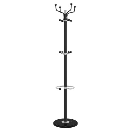 VidaXL Garderobenständer mit Schirmhalter 180 cm pulverbeschichtetes Eisen schwarz