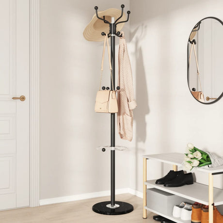 VidaXL Garderobenständer mit Schirmhalter 180 cm pulverbeschichtetes Eisen schwarz