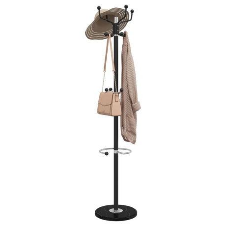 VidaXL Garderobenständer mit Schirmhalter 180 cm pulverbeschichtetes Eisen schwarz