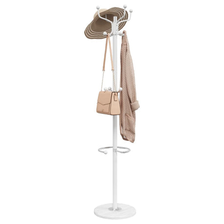 VidaXL Garderobenständer mit Schirmhalter 180 cm pulverbeschichtetes Eisen weiß