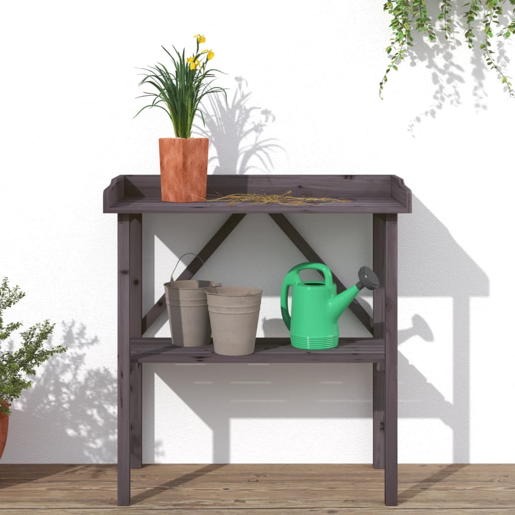 Vidaxl plantentafel met schap 78x38x82,5 cm vurenhout grijs