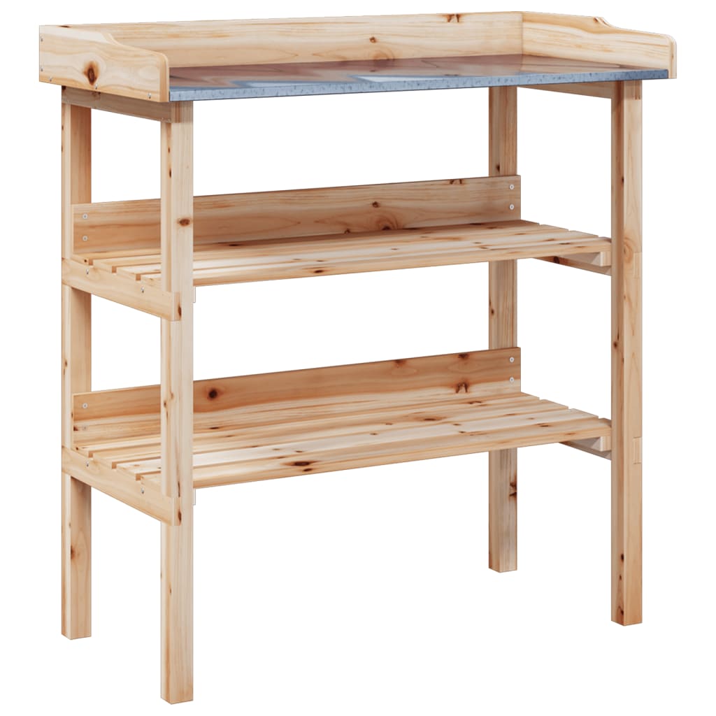 VidaXL Pflanzentisch mit Regalen 78x38x82,5 cm massives Kiefernholz
