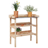 Vidaxl plantentafel met schappen 78x38x82,5 cm massief vurenhout