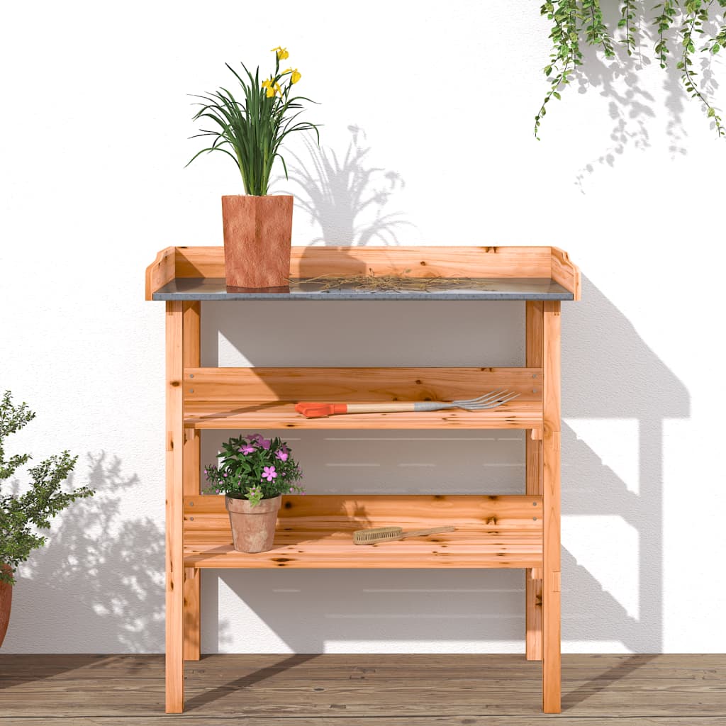 Table de la plante Vidaxl avec étagères 78x38x82,5 cm Brunier