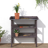Vidaxx Pflanzentisch mit Regalen 78x38x82,5 cm graues Kiefernholz