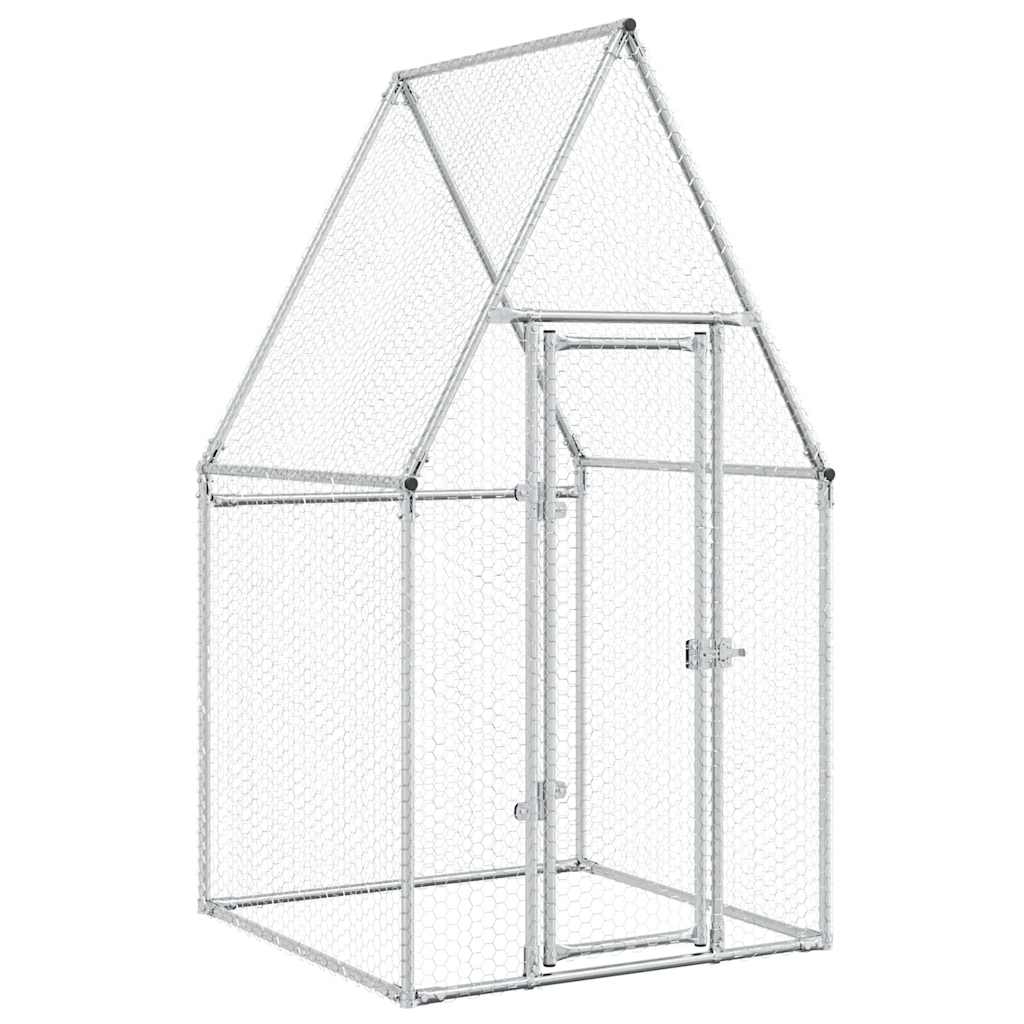 Vidaxl Chicken Coop 100x100x190 cm Galvaniserat stål silverfärgat