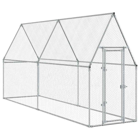 Vidaxx Hühnerstall 400x100x190 cm verzinkter Stahl silberfarben