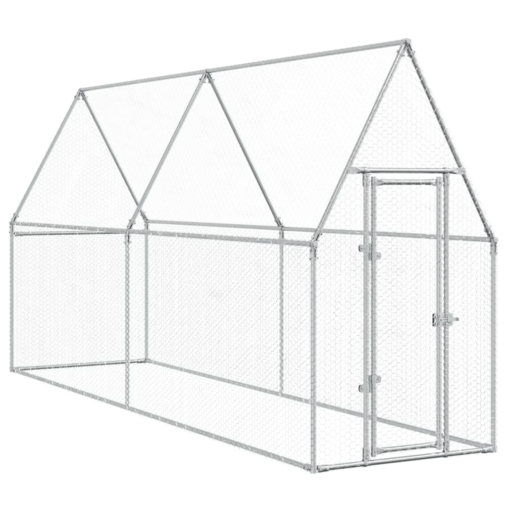 Vidaxl Chicken coop 400x100x190 cm galvanized steel silver colored